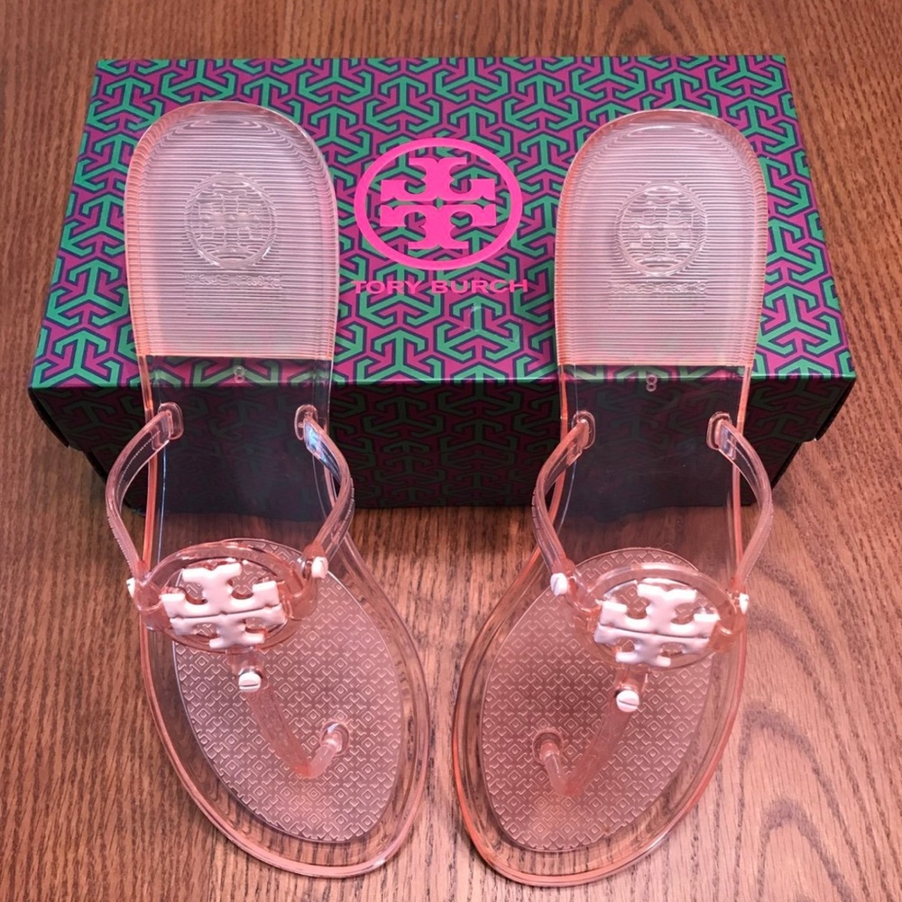 Tory Burch Mini Miller Peach Jelly Sandals 8